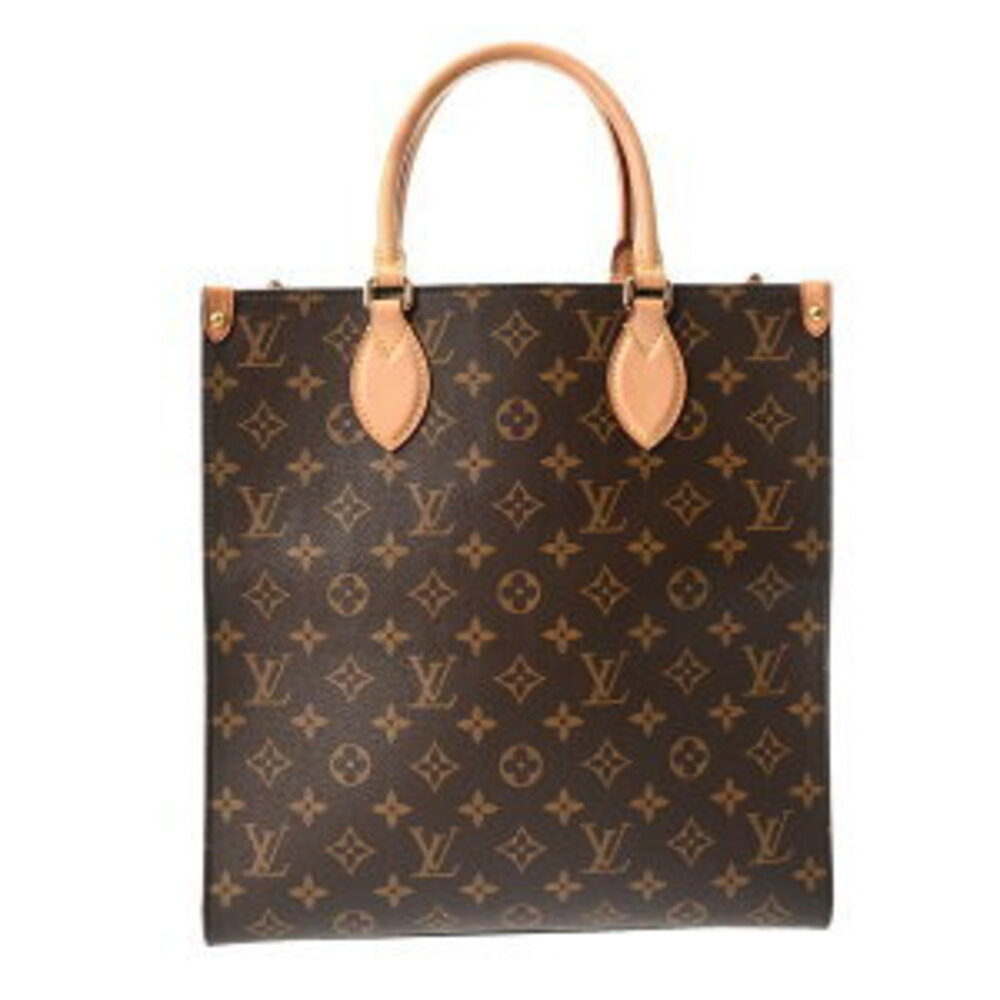 Louis Vuitton Monogram Sac Plat Tote Bag Brown Canvas Handbag